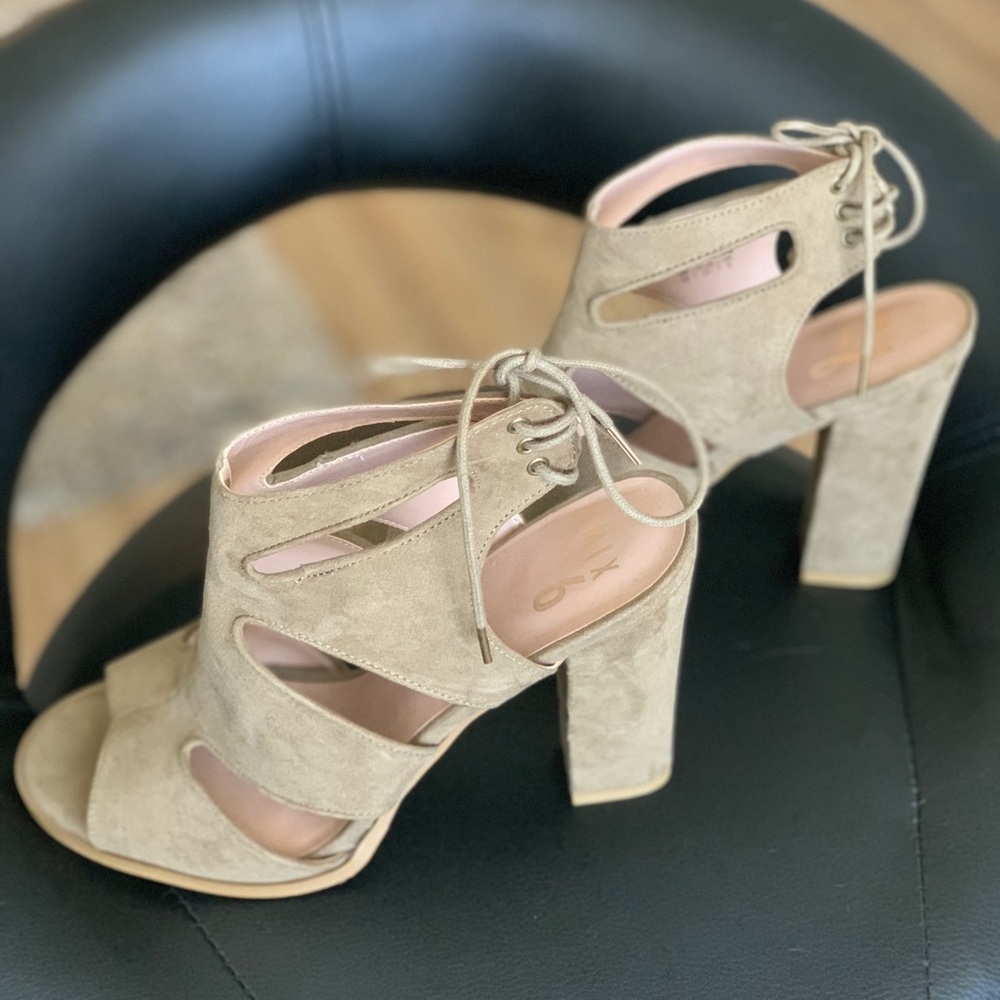 Army Green Open Toe Suede High Heel Shoes
